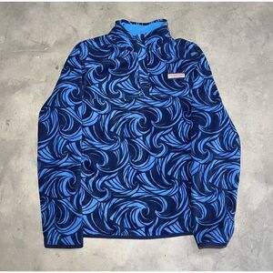 Men's Vineyard Vines Blue Waves Harbor Fleece Shep Shirt‎ Sweatshirt Size Medium